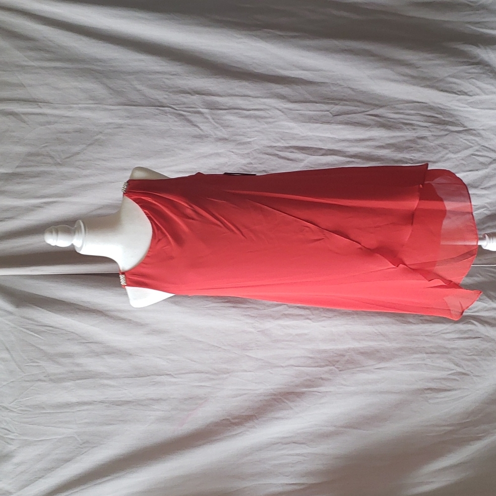 Womens SLNY Sleeveless Shoulder Embellished Shift Dress